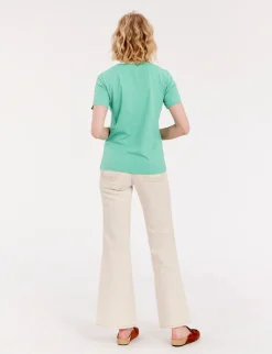 Best Sale Ines de la Fressange Paris Oscar green round-neck t-shirt