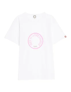 Online Ines de la Fressange Paris Oscar white logo pink T-shirt