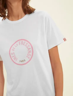Online Ines de la Fressange Paris Oscar white logo pink T-shirt