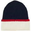 Hot Ines de la Fressange Paris Pedro hat in ecru reverse navy knit, red mesh