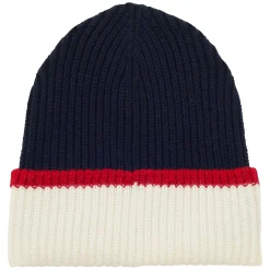 Hot Ines de la Fressange Paris Pedro hat in ecru reverse navy knit, red mesh