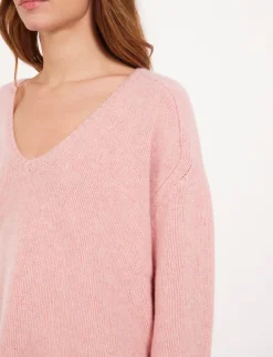Sale Ines de la Fressange Paris Pink V-neck jumper with hammer sleeves x Notshy