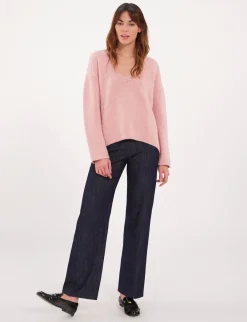 Sale Ines de la Fressange Paris Pink V-neck jumper with hammer sleeves x Notshy