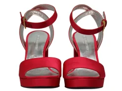 Fashion Ines de la Fressange Paris Platform sandals in red silk