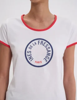 Hot Ines de la Fressange Paris Priscilla white cotton T-shirt