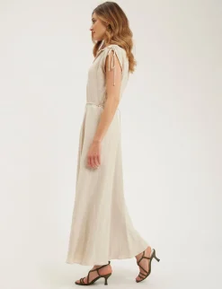 Best Ines de la Fressange Paris Purple dress in sandy linen