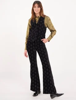 Discount Ines de la Fressange Paris Robinson black velvet embroidered waistcoat