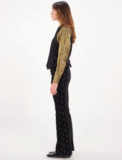 Discount Ines de la Fressange Paris Robinson black velvet embroidered waistcoat