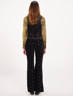 Discount Ines de la Fressange Paris Robinson black velvet embroidered waistcoat