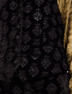 Discount Ines de la Fressange Paris Robinson black velvet embroidered waistcoat