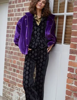 Discount Ines de la Fressange Paris Robinson black velvet embroidered waistcoat