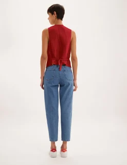 Shop Ines de la Fressange Paris Robinson raspberry linen cardigan