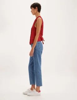 Shop Ines de la Fressange Paris Robinson raspberry linen cardigan