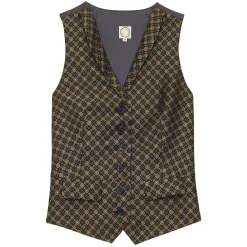 Shop Ines de la Fressange Paris Robinson waistcoat in black and gold jacquard weave
