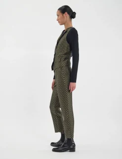 Shop Ines de la Fressange Paris Robinson waistcoat in black and gold jacquard weave