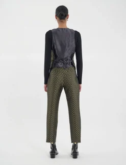 Shop Ines de la Fressange Paris Robinson waistcoat in black and gold jacquard weave