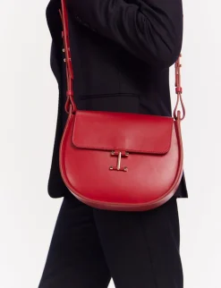 Online Ines de la Fressange Paris Senda red leather bag