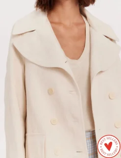 Best Sale Ines de la Fressange Paris Seraphine ivory pea jacket