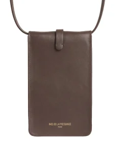 Outlet Ines de la Fressange Paris Smartphone bag Léonore chocolate