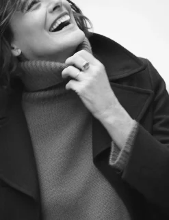 Shop Ines de la Fressange Paris Séraphine dark blue coat