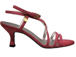 Best Sale Ines de la Fressange Paris Théa cross-strap sandal in coral suede leather