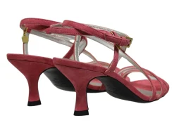 Best Sale Ines de la Fressange Paris Théa cross-strap sandal in coral suede leather