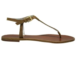 Online Ines de la Fressange Paris Tobacco leather flat sandals