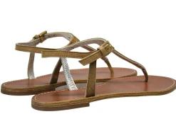 Online Ines de la Fressange Paris Tobacco leather flat sandals