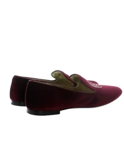 Cheap Ines de la Fressange Paris Velvet embroidered burgundy slipper