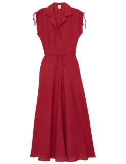 Best Sale Ines de la Fressange Paris Violine dress in raspberry linen