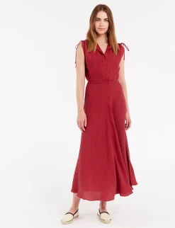 Best Sale Ines de la Fressange Paris Violine dress in raspberry linen