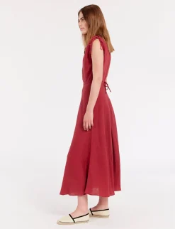 Best Sale Ines de la Fressange Paris Violine dress in raspberry linen