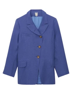 Fashion Ines de la Fressange Paris Yohan jacket in blue linen