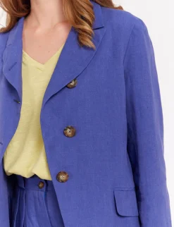 Fashion Ines de la Fressange Paris Yohan jacket in blue linen