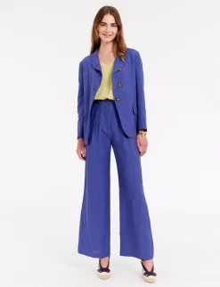 Fashion Ines de la Fressange Paris Yohan jacket in blue linen