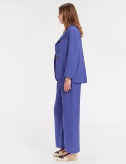 Fashion Ines de la Fressange Paris Yohan jacket in blue linen