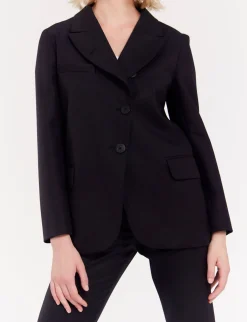 Discount Ines de la Fressange Paris Yohan midnight blue wool jacket